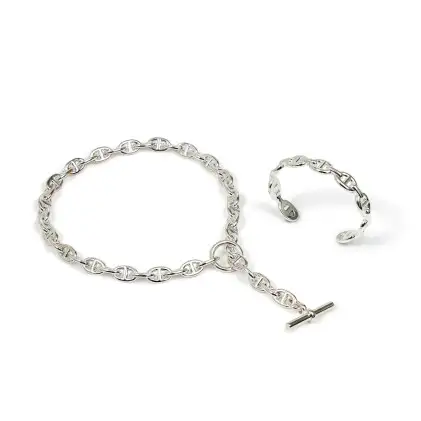 Hermès Set of Two: Collier Chaîne d’Ancre, Small Model and Chaîne d’Ancre Enchaînée Bracelet, Medium Model