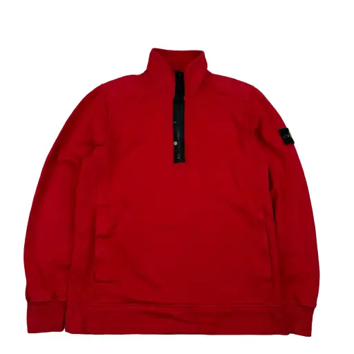 Stone Island 2014 Red Cotton Zip Neck Jumper - Medium