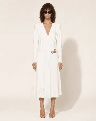 FW 2023 Draped Ivory Midi Dress – Fausto Puglisi Era