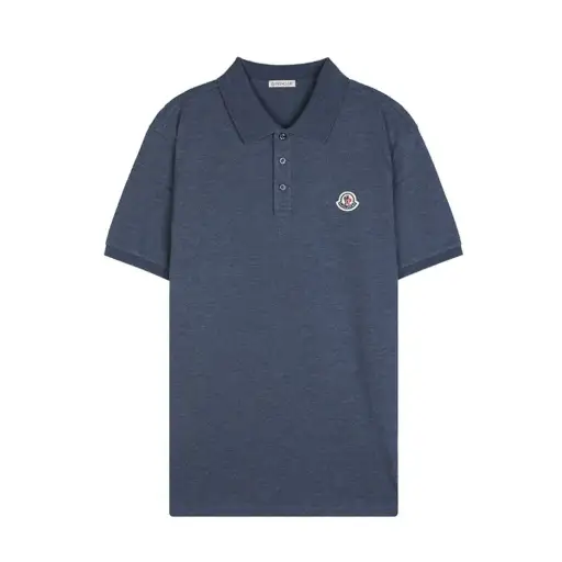 Moncler Logo Patch Polo T-Shirt Blue