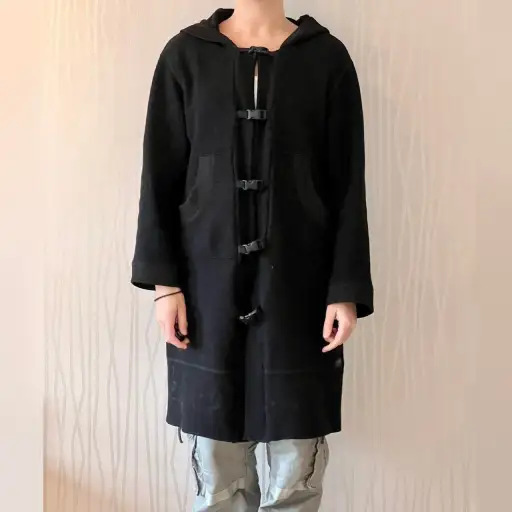 Late 90s / Early Y2K Cop Copine Hooded Wool Blend Coat – Buckle Front
