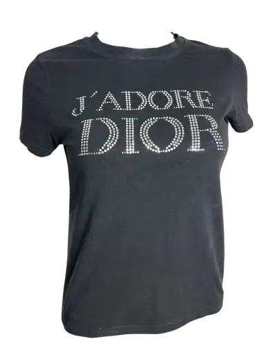 Christian Dior Black Rhinestone "J'adore Dior " T-Shirt