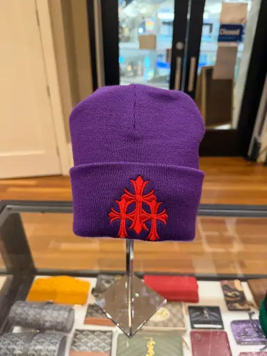 Chrome Hearts Cemetary Cross Logo Beanie - Purple