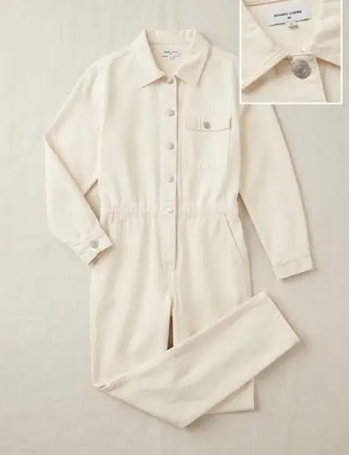 Sandy Liang Off-White Utility Jumpsuit size 8