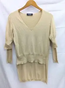 マルコタリアフェリ☆MARCO TAGLIAFERRI ヘムデザイン ニット セーター イタリア製 40(M-L)ベージュ 前後差 トップス