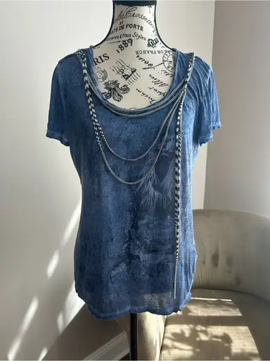 Y2K Style Cop.Copine Blue Graphic Tee – Taille 3 (M)