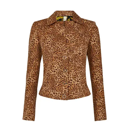1990s Versace Leopard Print Silk Jacket