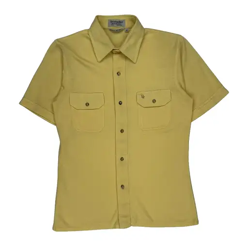 Christian Dior Short Sleeve Shirt - Medium Yellow Cotton Blend