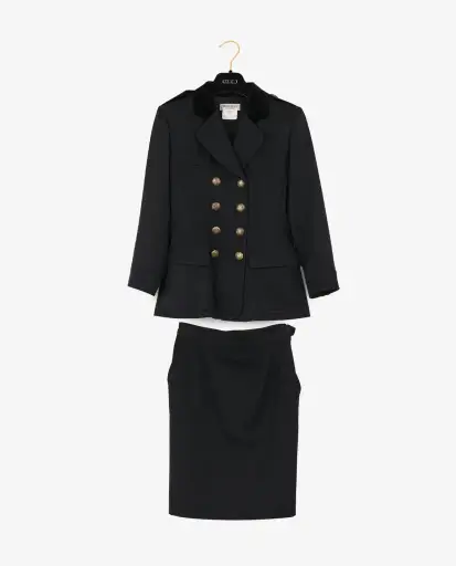 Veste officier YSL vintage + jupe bleu marine