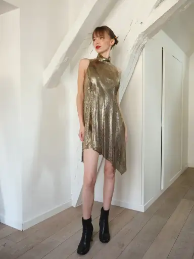 1994 Gianni Versace Gold Chain Mesh Dress Sz 40