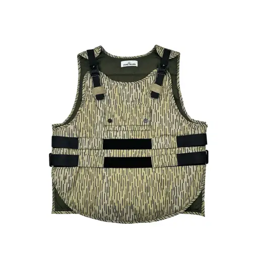 Stone Island 2021 Rain Camo Reflective Spellout Padded Utility Vest - Medium
