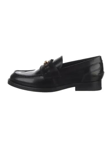 Leather Chain-Link Accents Loafers