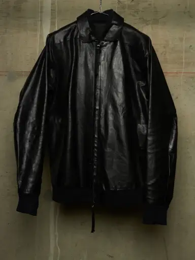 Boris Bidjan Saberi SS13 “Classicism” Black Pigskin Leather Oversized Bomber Jacket