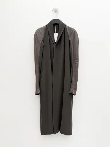 Rick Owens Wool Coat with Lamb Leather Sleeves