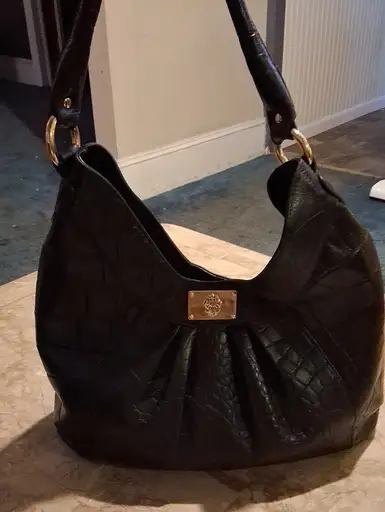 Just Cavalli Black Hobo Bag Gold-Tone Hardware