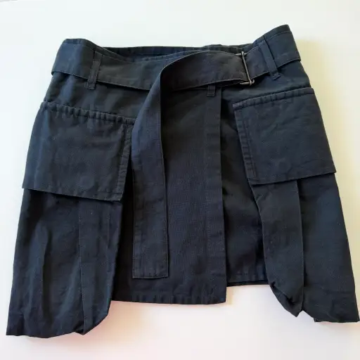 Ann Demeulemeester Archive Black Cotton-Linen Wrap Skirt