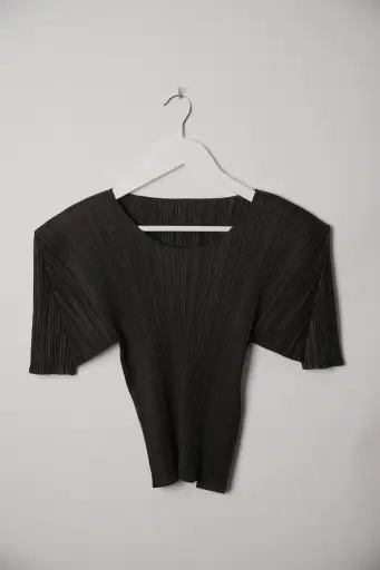 Issey Miyake Pleats Please Black Short Sleeve Top