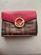 Fendi Trifold Wallet Zucca Print Red Brown Compact Excellent gift