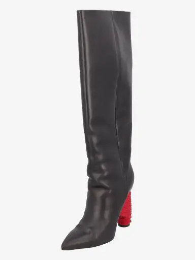 Balenciaga Pointed-Toe Boots with Red Heel Detail