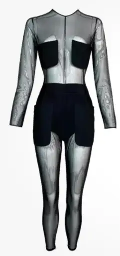 S/S 1995 Gianfranco Ferre Sheer Black Mesh Jumpsuit