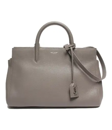 Saint Laurent Cabarit Rive Gauche Leather Greige Tote Bag Gray