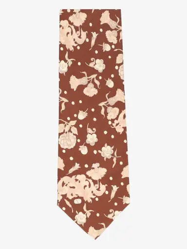 Valentino Brown Tie with Ivory Botanical Motif