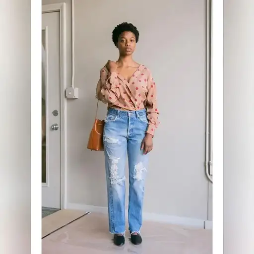 Eckhaus Latta Brown Red Mature Polka Dot Top M Gender Neutral