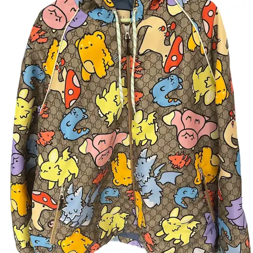Gucci Cartoon Print Zip-Up Hoodie Jacket Size 46