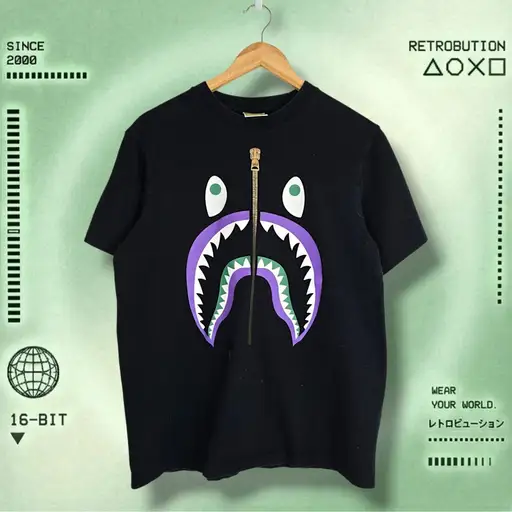 Bape Shark Graphic Shirt Black Size M