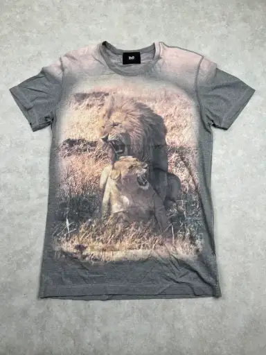 2000s Dolce & Gabbana Grey Lion Kenia Pleasure T-Shirt