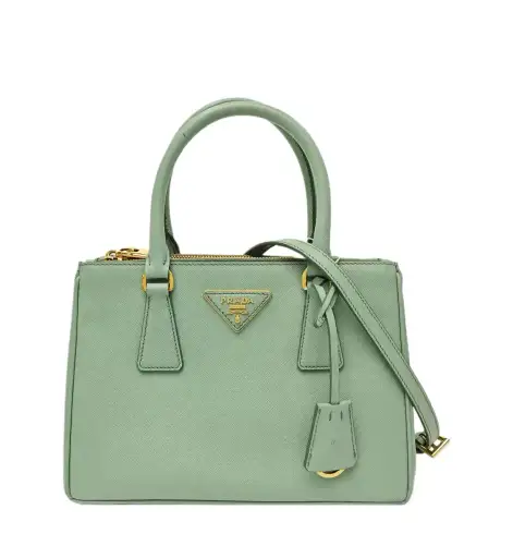 PRADA Galleria green cowhide leather logo cross pattern Galleria shoulder bag ha