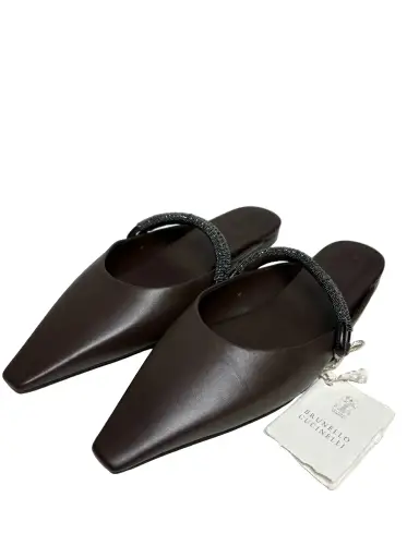 Women's Shoe Size 40 Brunello Cucinelli Brown Monili Strap NWT Pre-Owned Mule Slip-Ons