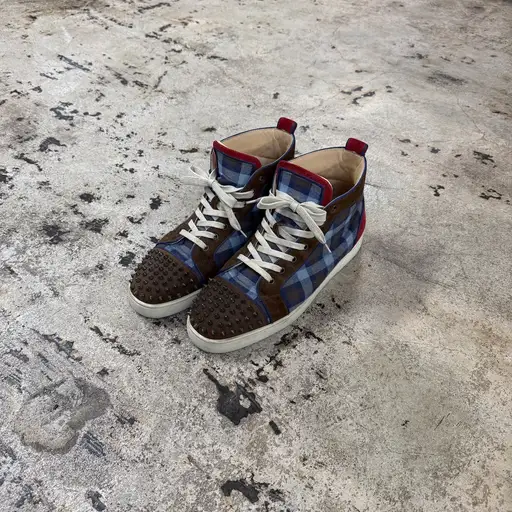 00s CHRISTIAN LOUBOUTIN STUDS CHECK SNEAKERS