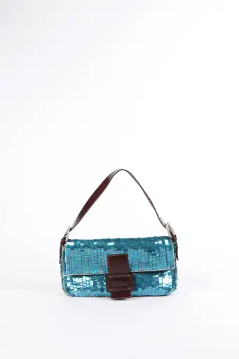 SUPER RARE Vintage Fendi Blue Sequin Baguette Bag
