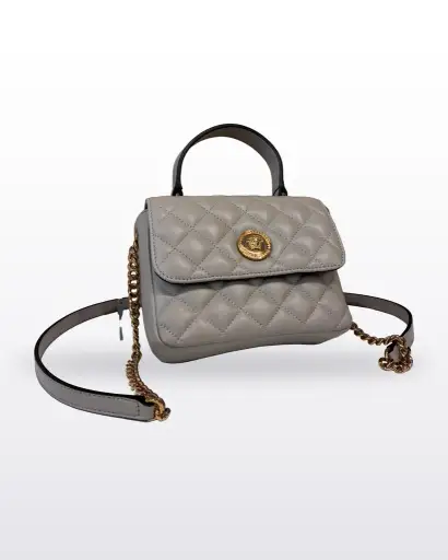 Versace Quilted Leather Medusa Plaque Top Handle Crossbody Bag
