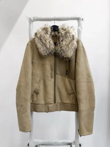 AW2002 Gucci by Tom Ford WW2 shearling flight jacket with fox collar.