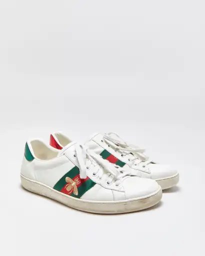 Gucci Ace Bee Women's Python Web Leather Low Trainers - UK6.5