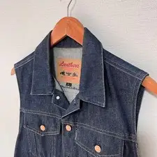 KADOYA Denim Vest Harley-Davidson Skull Patch L Side Lace Up Men's Fashion