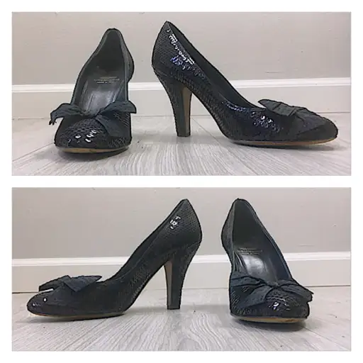 Vintage 90s Moschino sequin bow Heels  SIZE 7-7.5 US