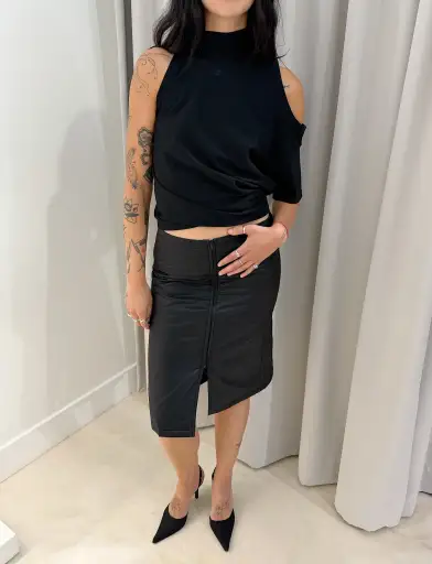 Vintage Plein Sud Coated Midi Skirt