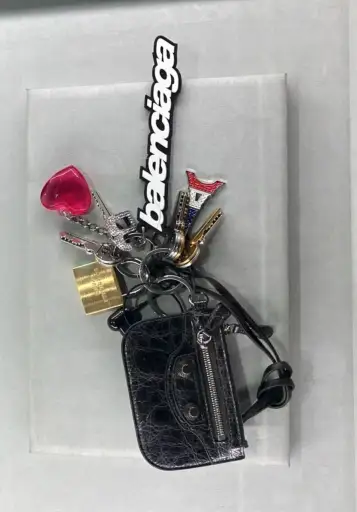 Balenciaga Le Cagole Charm Padlock keychain with pouch