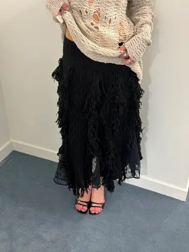 Sacai paneled midi skirt