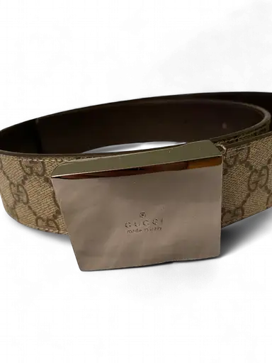 Hardly Worn Gucci Men's Fashion Accessories Belts - Leather Viscose / Cellulose Black Mustard Second Hand Premium & Luxury