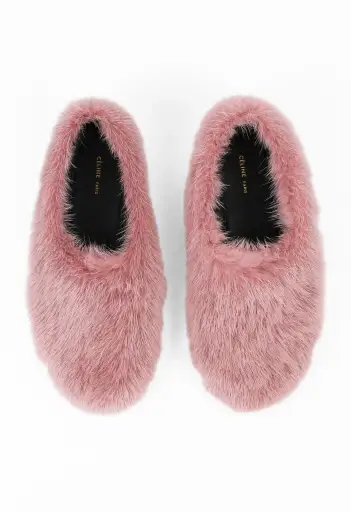 CÉLINE BY PHOEBE PHILO PINK FUR BALLET SHOES