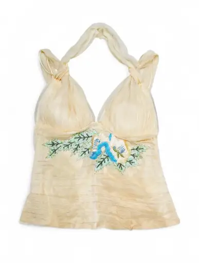 LA PERLA Embroidered Tulle Halter Top