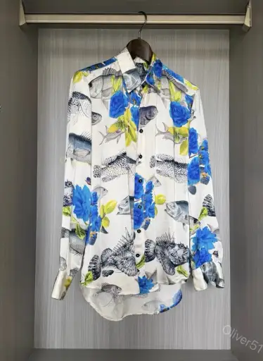 Geoffrey B. Small GBS aquarium fish silk shirt YYYY17/2610