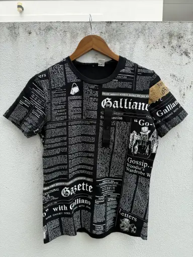 Vintage John Galliano Newspaper Tshirt Made In Italy