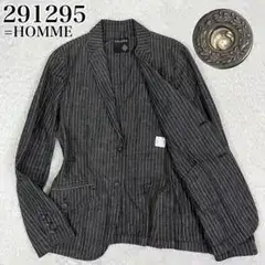 291295=HOMME テーラードジャケット ストライプ メタルボタン 本切羽
