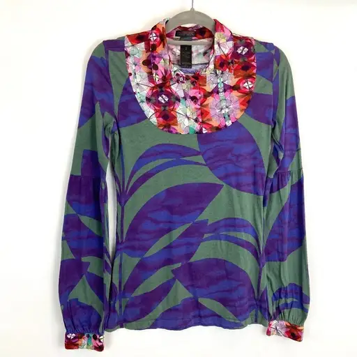 Custo Barcelona abstract art to wear collared long sleeve blouse‎