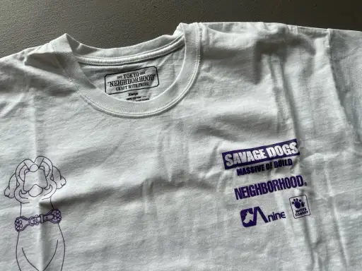 Neighborhood Savage Dogs Purple Glitter Print T-shirt, White